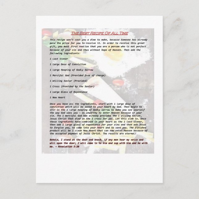 Das beste Rezept für alle Zeiten - Gospeltracker Postkarte (Vorderseite)