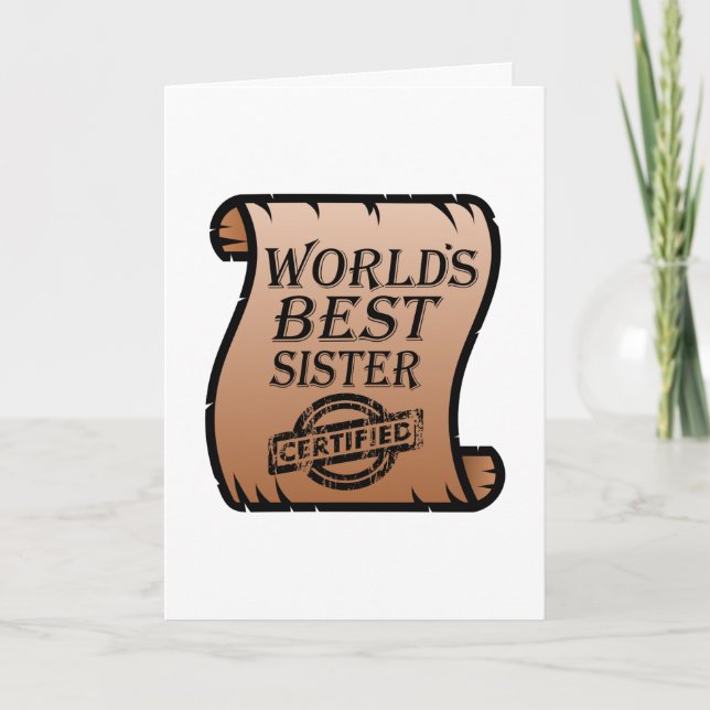 Das beste Sister Funny Certificate der Welt Karte (Vorderseite)
