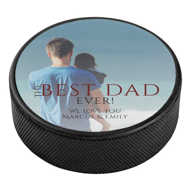 Das beste Vater-Keepsake-Foto aller Zeiten Eishockey Puck (3/4)