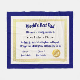 Das beste Vater-Zertifikat der modernen Funny Worl Fleecedecke