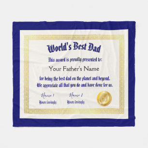 Das beste Vater-Zertifikat der modernen Funny Worl Fleecedecke