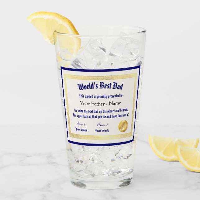 Das beste Vater-Zertifikat der modernen Funny Worl Glas (Vorderseite Ice)