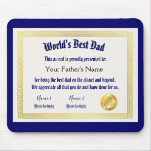 Das beste Vater-Zertifikat der modernen Funny Worl Mousepad