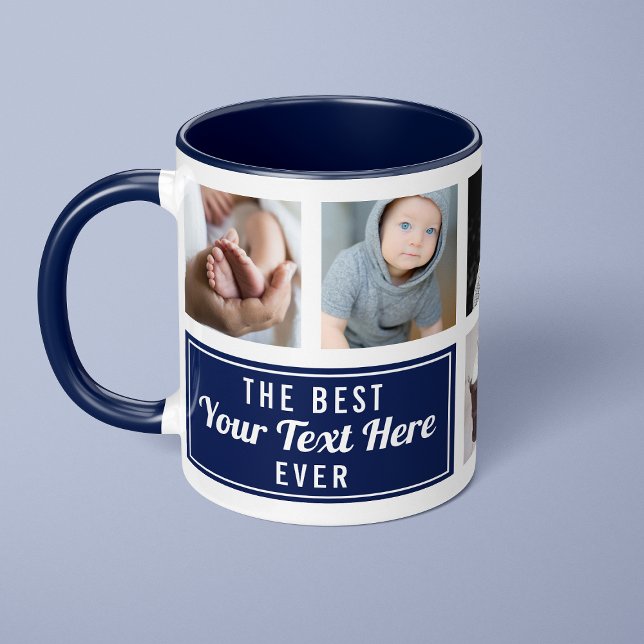 Das Beste, was Ihr Text hier je in Navy Custom Fot Tasse (Von Creator hochgeladen)