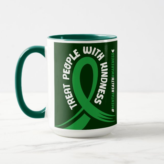Das Bewusstsein für psychische Gesundheit Grüne Sc Tasse (Links)