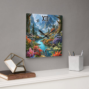 Das bezaubernde Land Kalakoff Kunst von Xzendor7 Quadratische Wanduhr