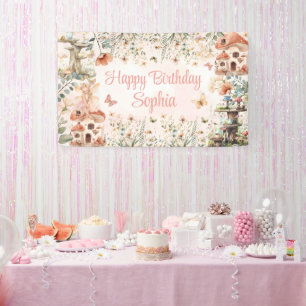 Das bezauberte Garden Mushroom Girl's 1. Geburtsta Banner
