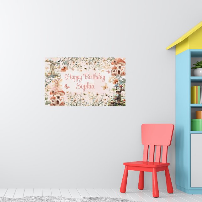 Das bezauberte Garden Mushroom Girl's 1. Geburtsta Poster (Kinderzimmer 1)