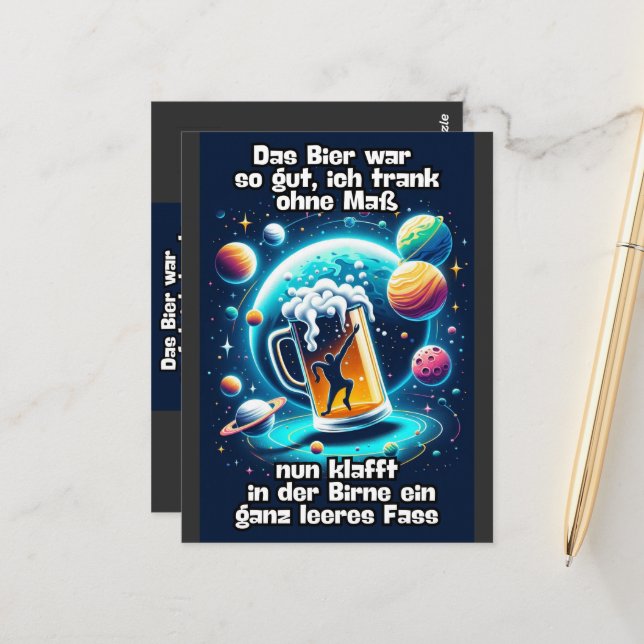 Das Bier im Kopf  Postkarte (Vorderseite/Rückseite Beispiel)