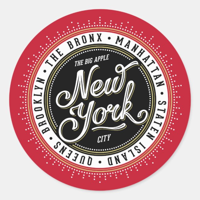 Das Big Apple New York City Logo Runder Aufkleber (Vorderseite)