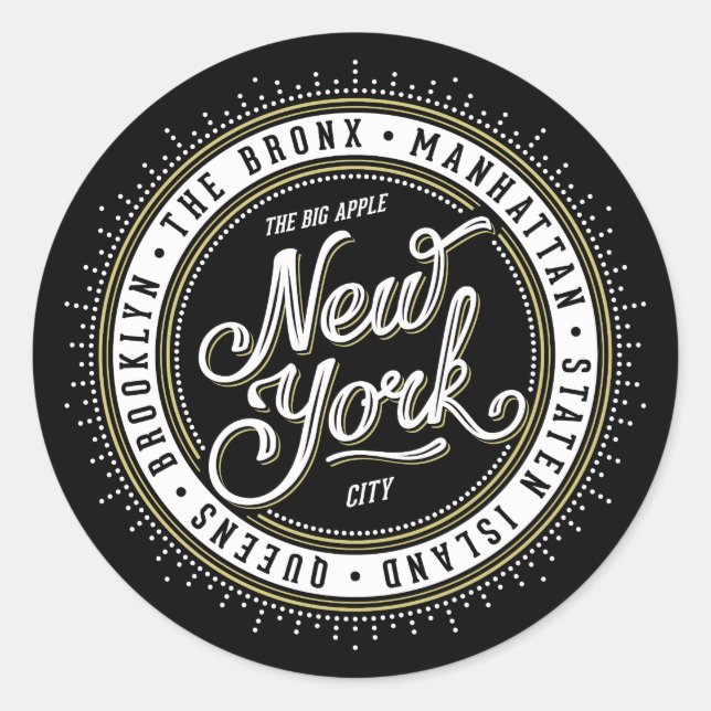 Das Big Apple New York City Logo Runder Aufkleber (Vorderseite)