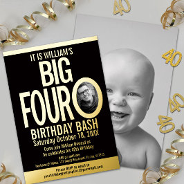 Das Big Four 0 40. Geburtstag Grafik-Foto schwarz Folieneinladung