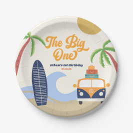 Das Big One Beach Surf Blue 1. Geburtstag Party Pappteller