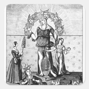 Das Bild der Dame Astrologie mit den drei Quadratischer Aufkleber