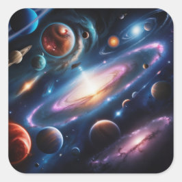 Das Bild der Planeten Quadratischer Aufkleber