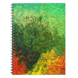 das Bild in Öl gemalt. Ölfarbe im Hintergrund. Notizblock