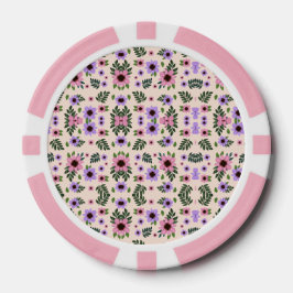 Das Bild zeigt Pokerchips mit einem Blumenmuster