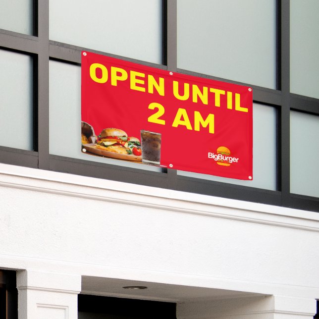 Das bis 2 Uhr morgens geöffnete Burger-Restaurant  Banner (Äußeres Gebäude)