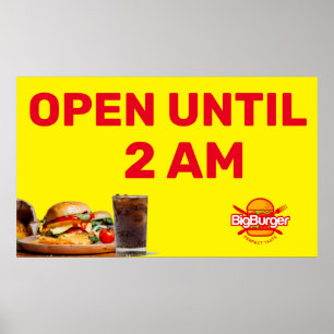 Das bis 2 Uhr morgens geöffnete Burger-Restaurant  Poster
