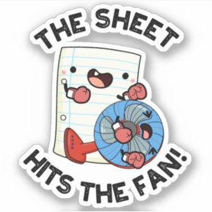 Das Blatt trifft auf den Fan Funny Phrase Puff Aufkleber