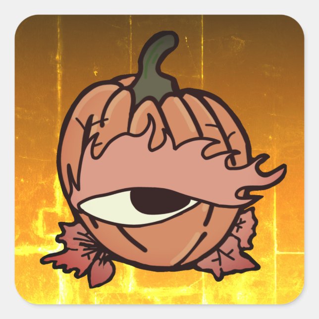 Das blaue Auge des spoky Pumpkins Quadratischer Aufkleber (Vorderseite)