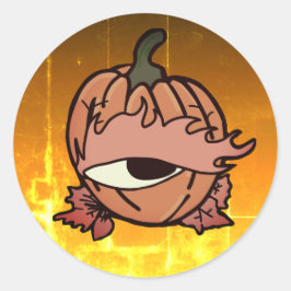 Das blaue Auge des spoky Pumpkins Runder Aufkleber