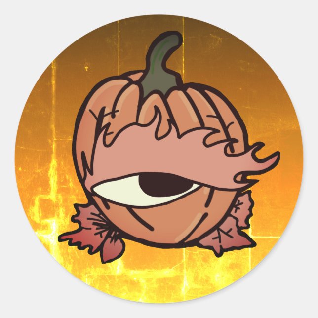 Das blaue Auge des spoky Pumpkins Runder Aufkleber (Vorderseite)