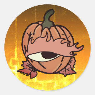Das blaue Auge des spoky Pumpkins Runder Aufkleber