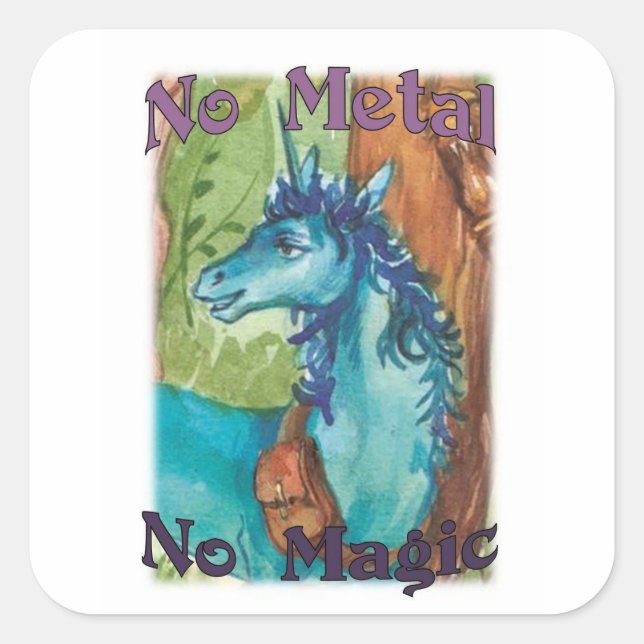 Das blaue Einhorn ohne Metall ohne Zauberkleber Quadratischer Aufkleber (Vorderseite)