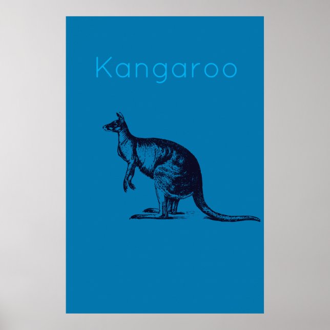 Das blaue Kangaroo Moderne Kunst Poster (Vorne)