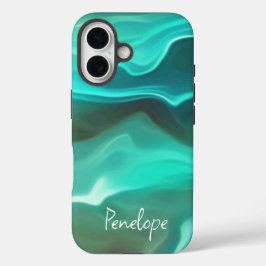 Das Blaue Meer im Ozean ist mit Ihrem Namen Abstra iPhone 16 Hülle