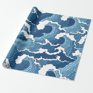 Das Blaue Muster der großen Welle Geschenkpapier