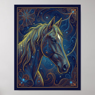 Das Blaue Pferd Träumt Poster