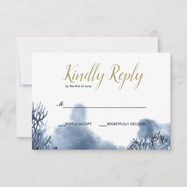 Das blaue Riff | Nautical Wedding RSVP Karte (Vorderseite)