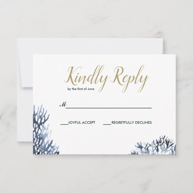 Das blaue Riff | Nautical Wedding RSVP Karte (Vorderseite)