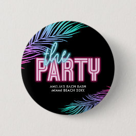 Das blaue und rosa tropische Bach Button