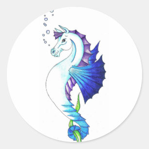 Das blaue Wasserpferd Runder Aufkleber