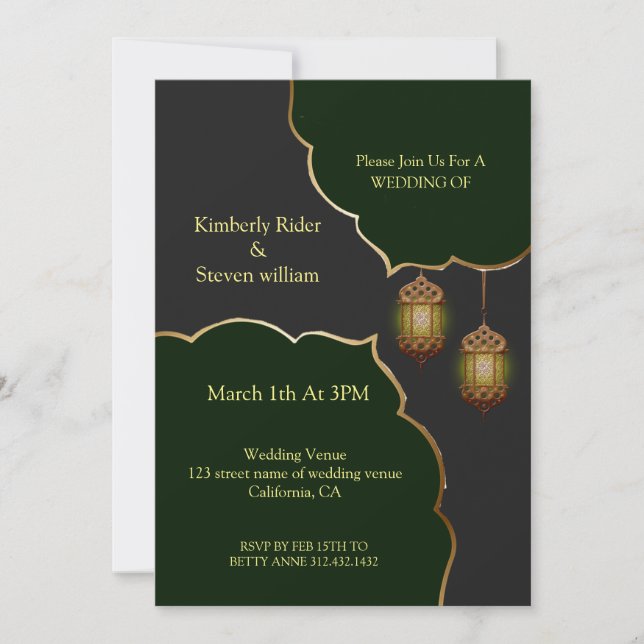 Das Blitzlicht-islamische Lampe Einladung (Vorderseite)