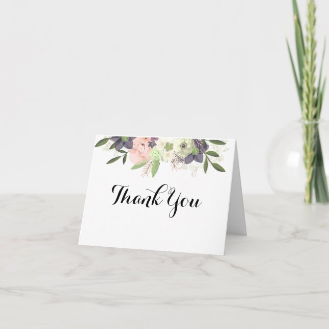 Das Blumen Aquarell danken Ihnen zu kardieren Dankeskarte (Vorderseite)