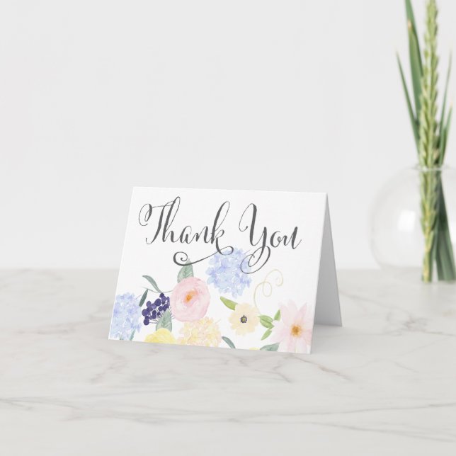 Das Blumen Frühlings-Aquarell danken Ihnen Dankeskarte (Vorderseite)