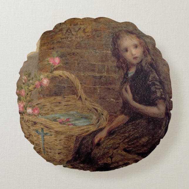 Das Blumen-Mädchen, 1872 (Öl auf Leinwand) Rundes Kissen (Vorderseite)