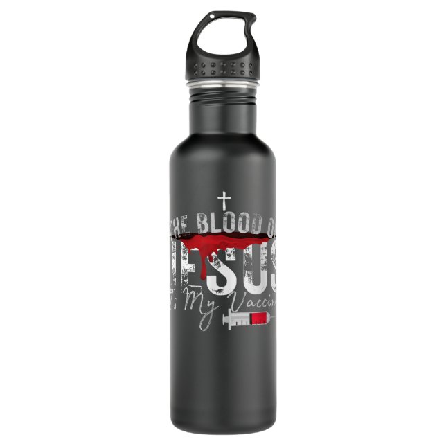 Das Blut Jesu ist mein Impfstoff Christliche Anti- Edelstahlflasche (Vorderseite)
