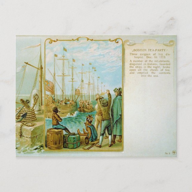Das Boston Tea Party vom 16. Dezember 1773 Postkarte (Vorderseite)