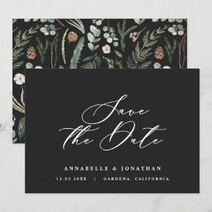 Das botanische, schwarz-elegante Drehbuch für Wass Save The Date