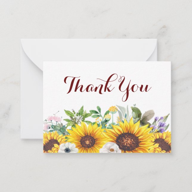 Das Bouquet der Sonnenblume Danke Mitteilungskarte (Vorderseite)