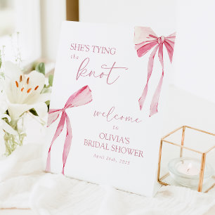 Das Brautparty des unbekannten rosa Bows Sockelschild