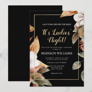 Das Brautparty "Ladys Night Modern Black Gold" Einladung