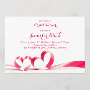 Das Brautparty von Simple Ribbon Hearts Valentine Einladung