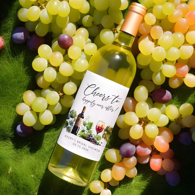 Das Brautparty Wine Themed Watercolor Weinetikett (Von Creator hochgeladen)