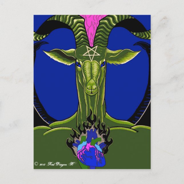 Das brennende Herz des Satans (grüne) Postkarte (Vorderseite)